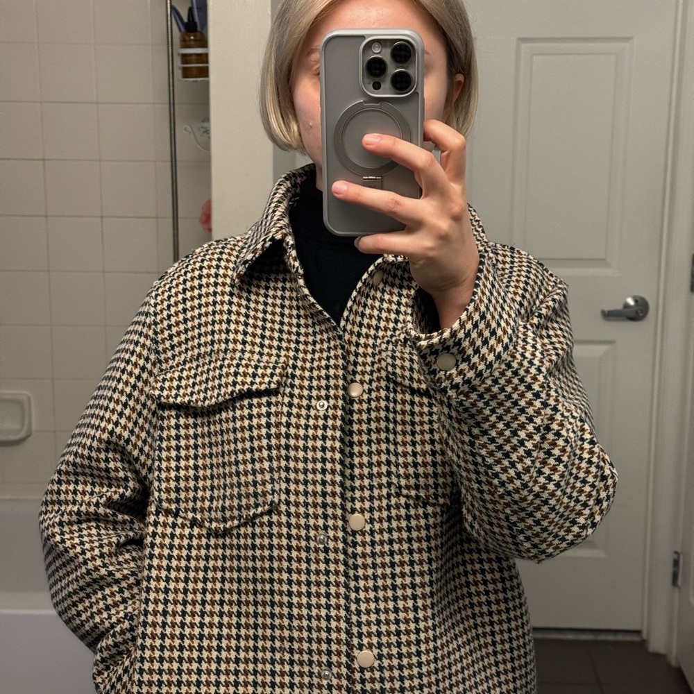 H&M Cream and Black Utility Jacket with Relaxed Fit